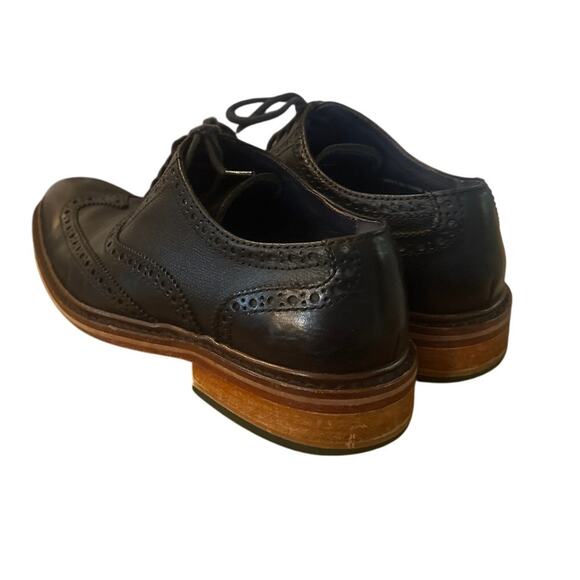 8M Cole Haan Colton Brogue Perforated Wingtip Oxford Black Leather Lace-Up Shoe - Picture 3 of 10